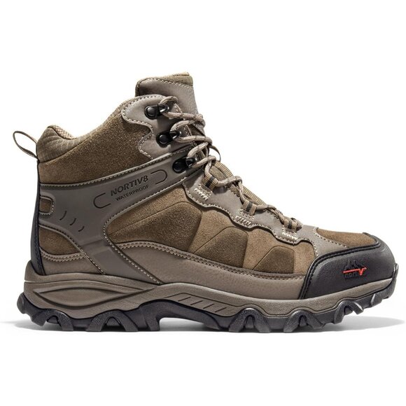 NORTIV 8 Men\'s Waterproof Hiking Boots Mid Trekking Mountaineering Shoes Coffee main image 4